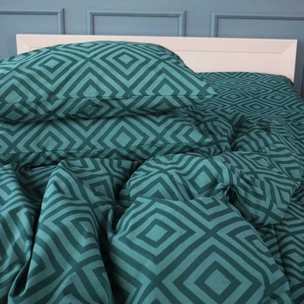 Фото - Комплект постельного белья MirSon Ranforce Elite 17-0622 Geometry Emerald 175х210 см (2200008197506)